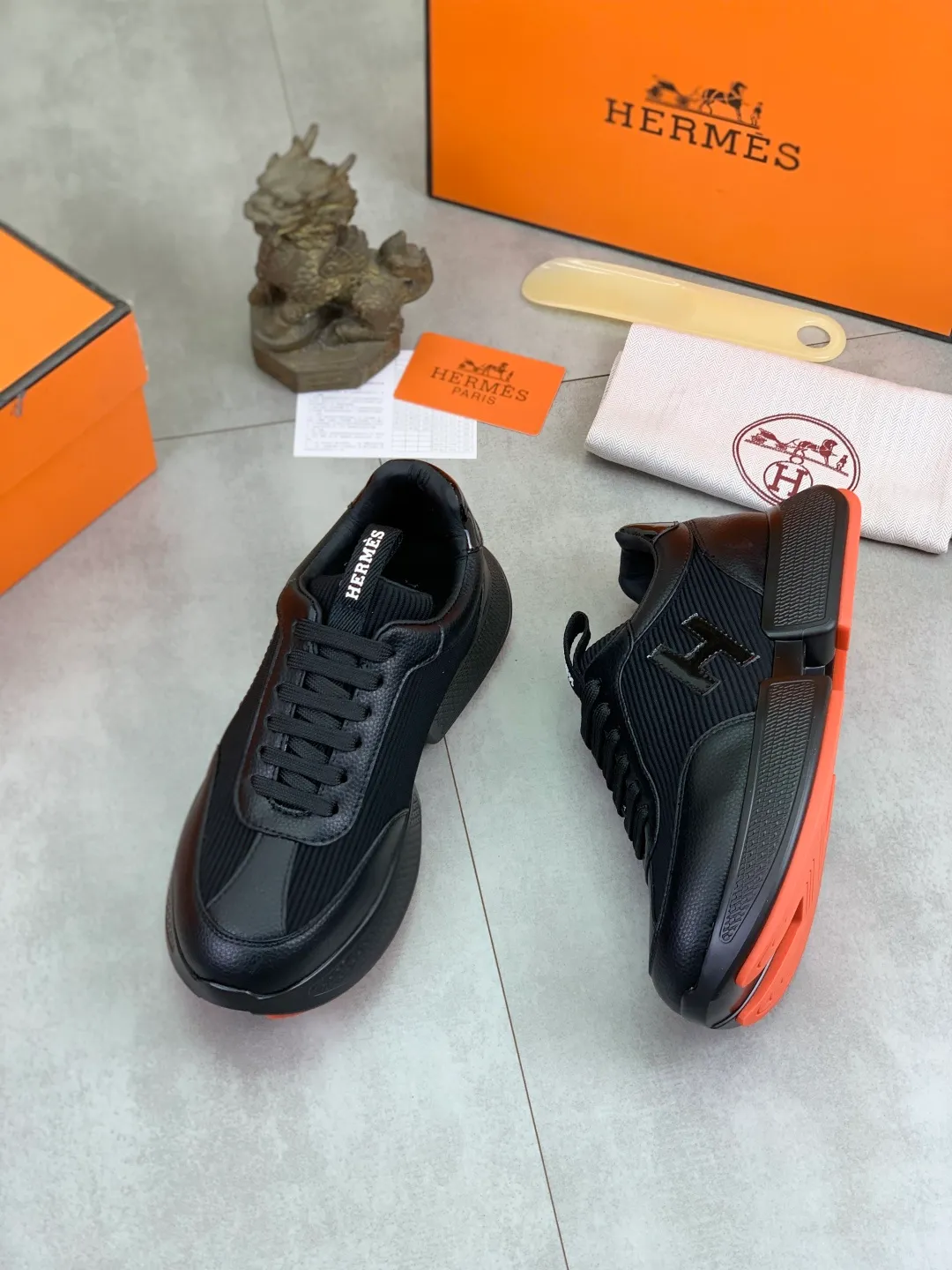 Men's men's shoes P460 new style [HERMES] Hermès - High-end quality original order - Upper: 🔝Nappa calfskin, sewn brand 'H' totem - Inner: water-dyed cowhide - Outsole: ultra-light TPU foam; molded outsole - Ultra-high quality control·Fine workmanship: highlighted (high-end·nobility·grade) -Size: 38-44 (45 can be customized)·